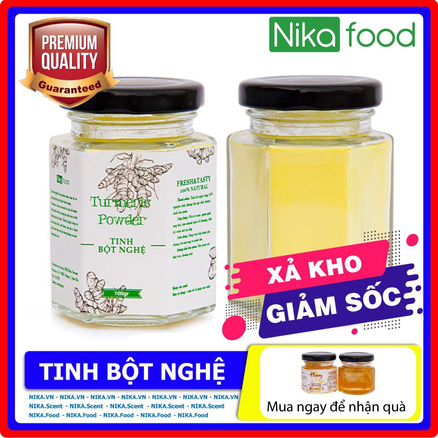 Nikafood Tinh bột nghệ vàng 100gr-500gr kèm quà tặng mật ong/phấn hoa