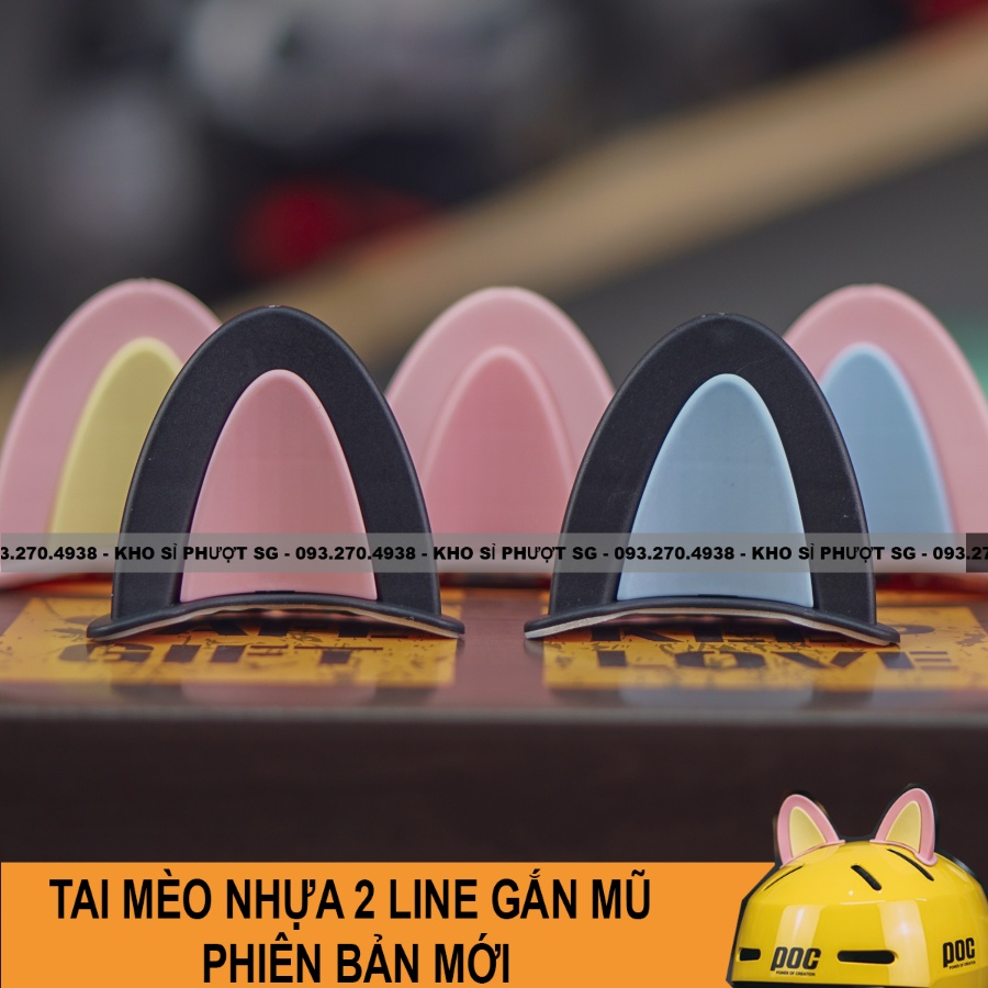 Mẫu tai mèo nhựa 2 line siêu xin gắn mũ bảo hiểm - Phụ kiện tai mèo nhựa nhiều màu