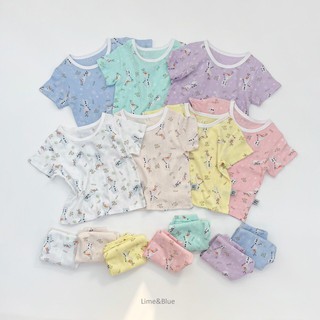 Lime&Blue Bộ đồ cộc tay Olaf gân