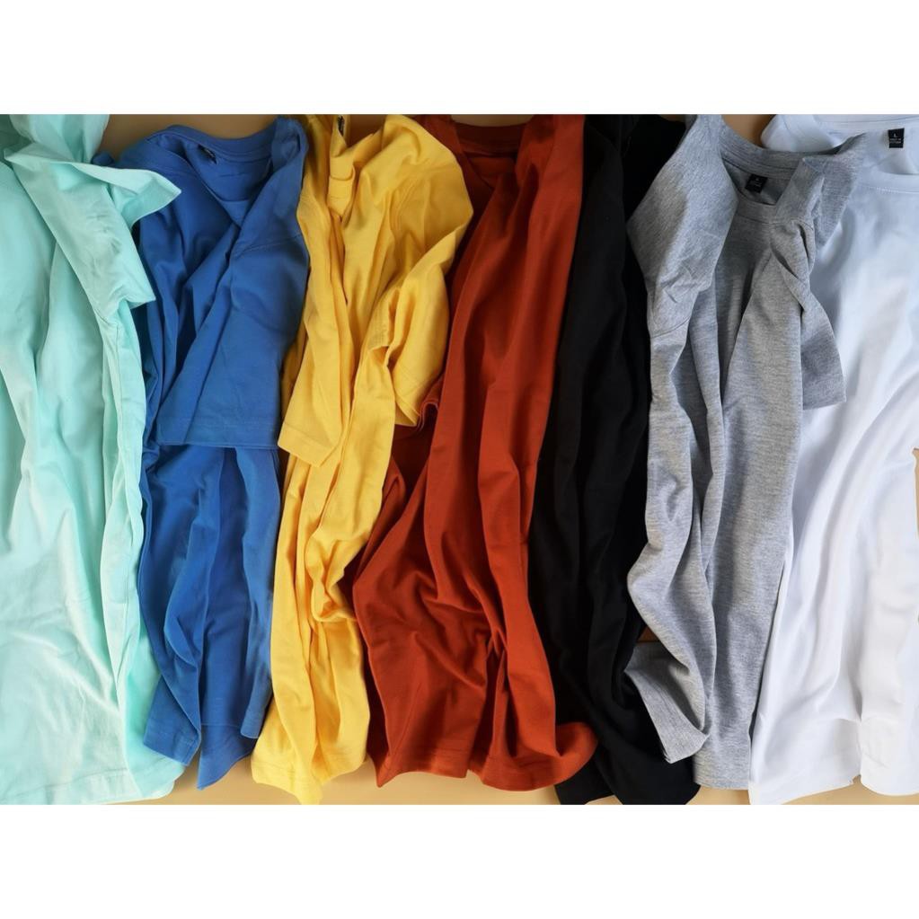 Áo thun trơn unisex cotton 100% - 12 màu ( trắng, đen, xanh duong, xanh ngọc, vàng, cam đất, xám..) 😘