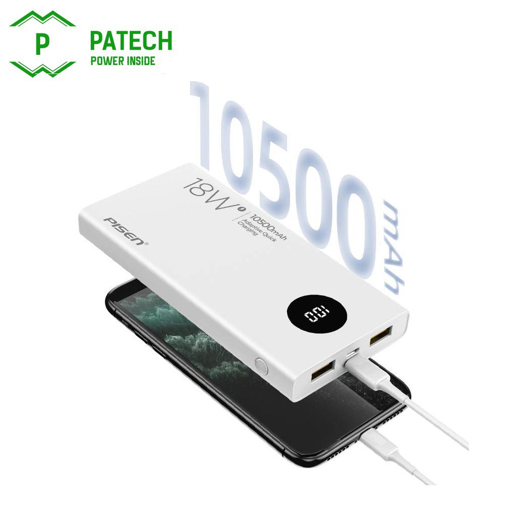 Sạc dự phòng PISEN Quick 10500mAh(LED) - Ultra, sạc nhanh, công suất sạc 18W, tương thích mọi thiết bị, model: TS-D290