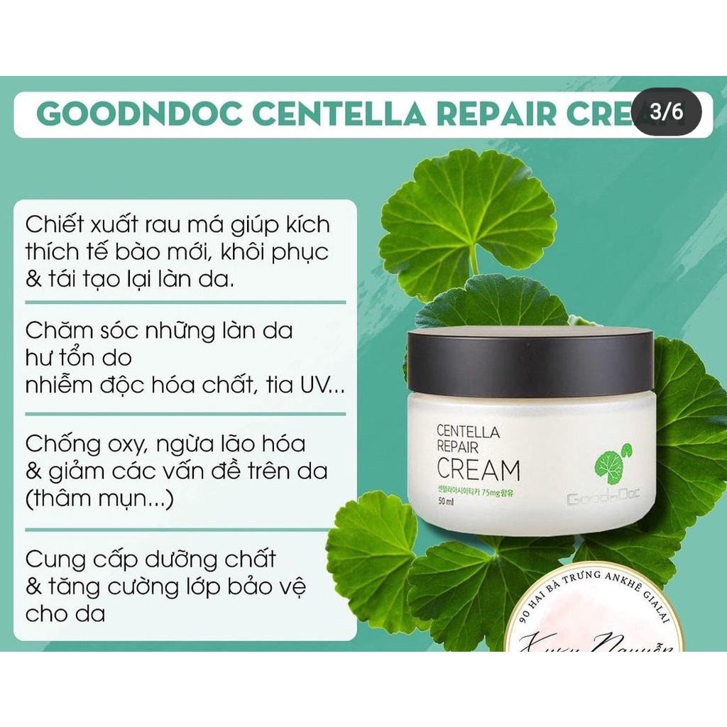 Kem Dưỡng Ẩm Phục Hồi Thải Độc Làm Sáng Da Rau Má Goodndoc Centella Repair Cream Hàng Nhập Khẩu Chính Hãng