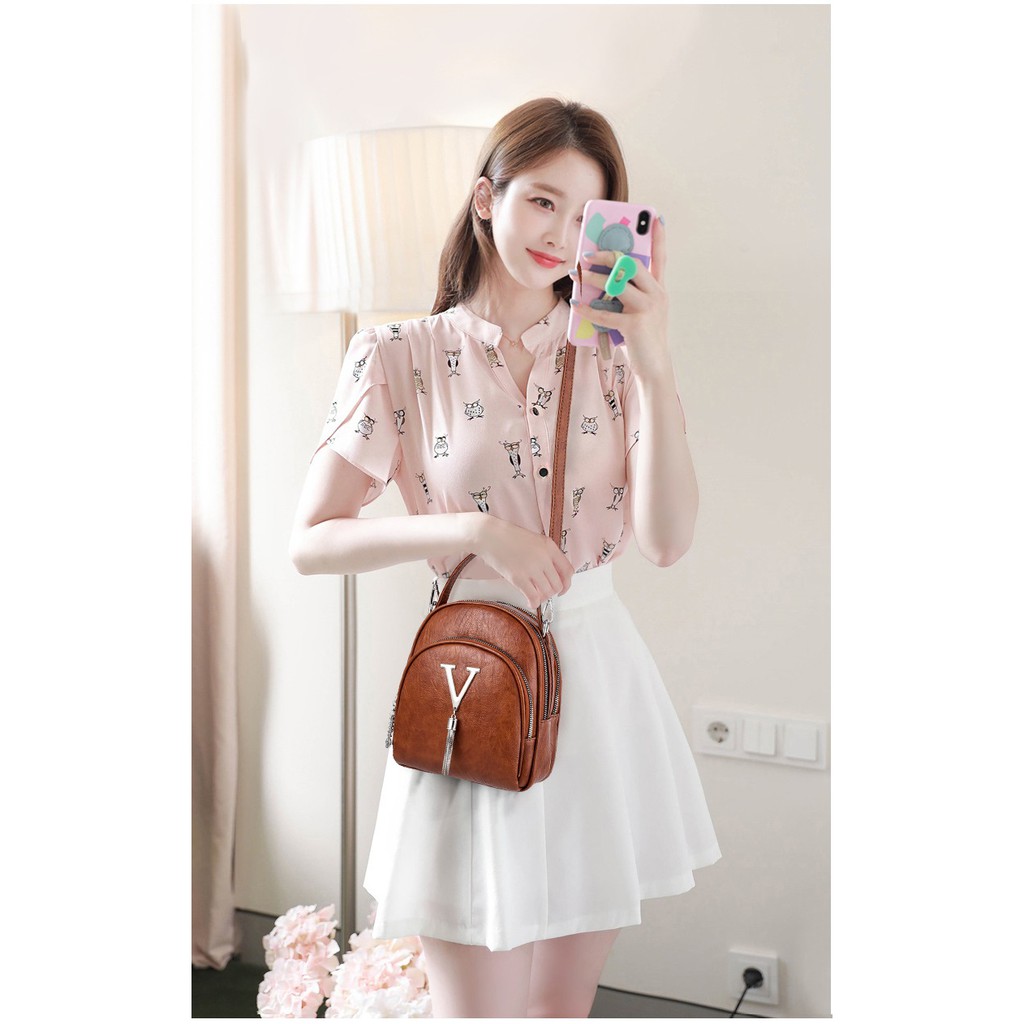 Balo mini da nữ thời trang 3in1 đeo 2 kiểu balo và túi đeo chéo