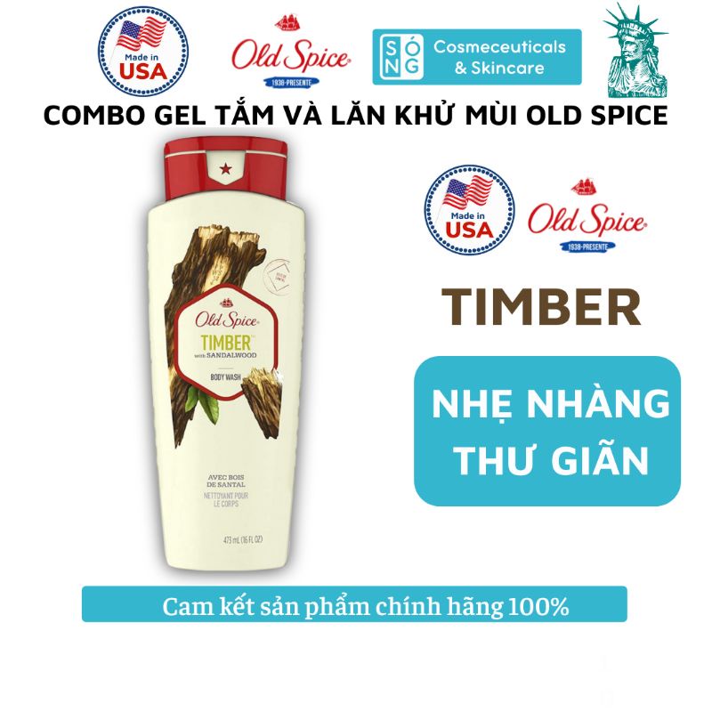 [COMBO] Gel Tắm Và Sáp Khử Mùi Old Spice Nhập Khẩu Mỹ