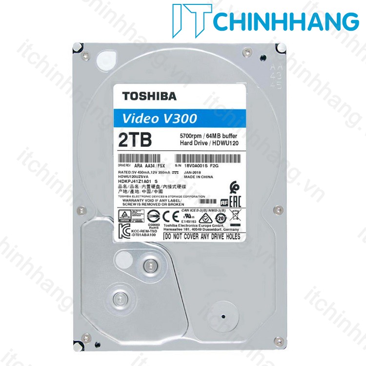 Ổ Cứng HDD Camera Toshiba 2TB HDWU120UZSVA - Hàng Chính Hãng