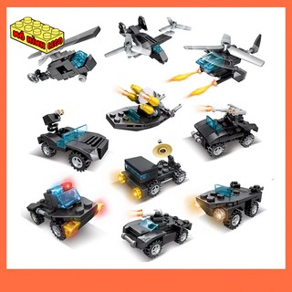 Đồ chơi lắp ráp lego giá rẻ 10 trong 1 Sembo Block mô hình xe máy bay trực thăng SWAT phát triển trí tuệ
