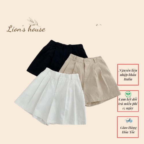 Quần Đùi Nữ, Quần Short Nữ Cạp Cao Hàng Đẹp Vải Đũi Chun Cao Cấp Lion's House CD066