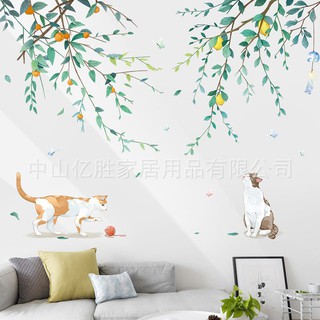 [HÀNG ĐẸP]Decal dán tường hai chú mèo B2 khổ lớn dễ thương