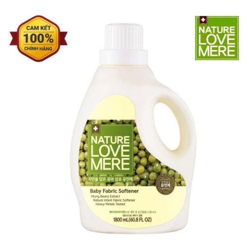Nước xả Nature Love Mere hương đậu xanh Mungbean chai 1.8L/ túi 1.3L
