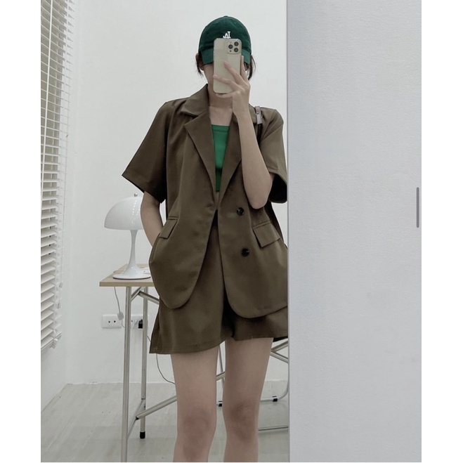 [HÀNG SẴN]SET ÁO BLAZER VẠT TRÒN MIX SOOC STYLE ULZZANG CỰC XINH
