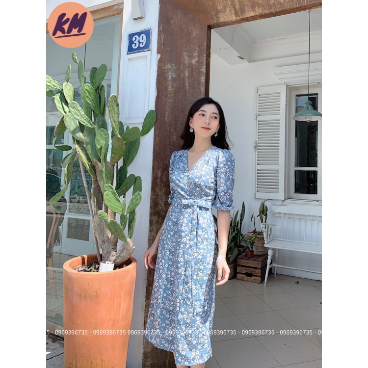 Đầm Xòe Họa Tiết KM Fashion Cổ V Thắt Nơ Nhí Tay Lỡ (Hàng Hot) | BigBuy360 - bigbuy360.vn