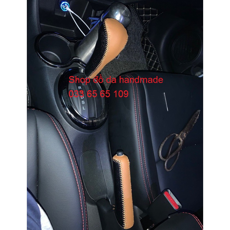 Bọc da, Bao da cần số phanh tay honda Brio bằng da bò, bảo hành 12 tháng, nhiều mầu sắc