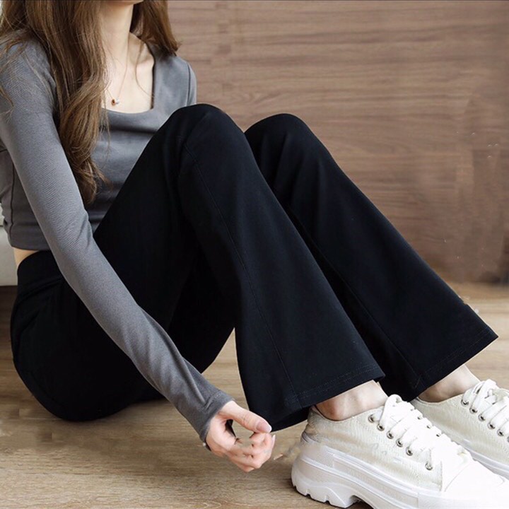 [5 size 45-60kg tùy chiều cao] Quần LƯNG CAO UMI ỐNG LOE SIÊU CO GIÃN, VẢI DÀY MỊN TRẺ TRUNG SIÊU HACK DÁNG cao cấp