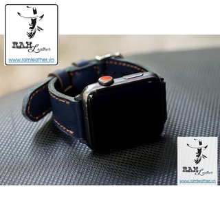 (Made in VietNam) DÂY ĐỒNG HỒ APPLE WATCH XANH NAVY - DA DÊ THẬT - ĐỦ SIZE APPLE WATCH