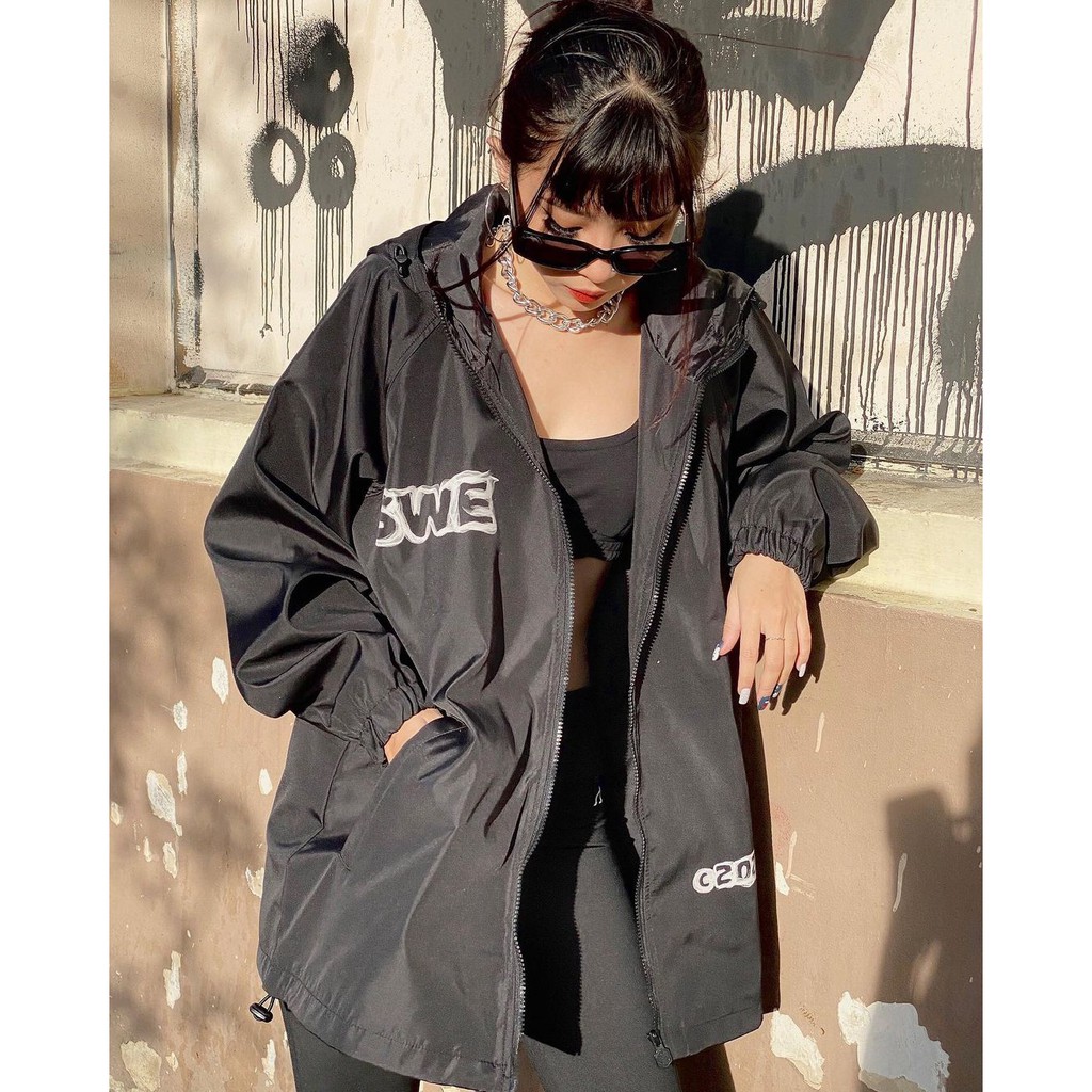 Áo Khoác Dù SWE SMOKE Dây Kéo Form Rộng Ulzzang Unisex