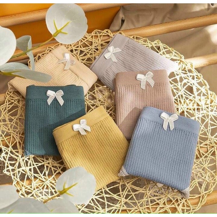 Quần Lót Nữ ❤️️ Freeship ❤️️ Quần Lót Nữ Cotton Gân Tăm Kháng Khuẩn Thoáng Mát Tôn Dáng Đính Nơ Xinh