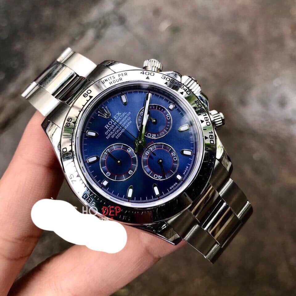 Đồng hồ Nam Rolex 6kim máy nhật dòng cơ Automatic size 40mm mặt xanh dây kim loại