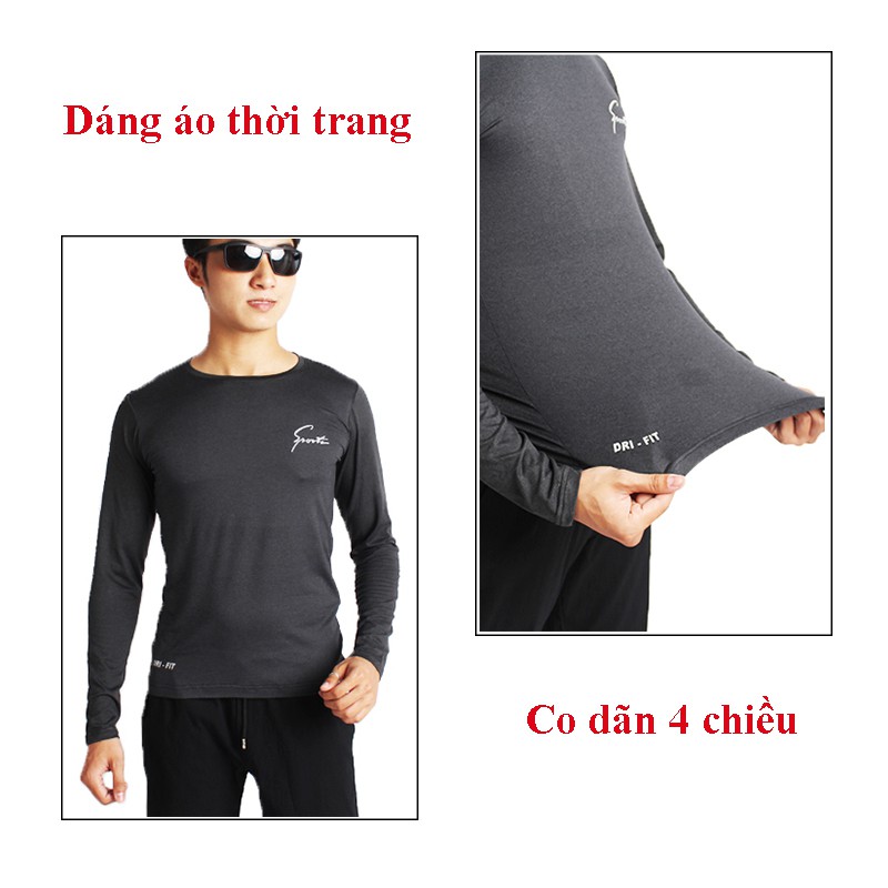 Áo thun giữ nhiệt nam dài tay cổ tròn body chất vải thun co dãn 4 chiều + Tặng kèm đôi tất nam 10k (Thiện Nguyên shop) | BigBuy360 - bigbuy360.vn