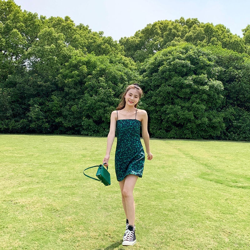 Đầm Hai Dây Mùa Hè Họa Tiết Hoa Phong Cách Mori Fairy Thời Trang Mới 2021