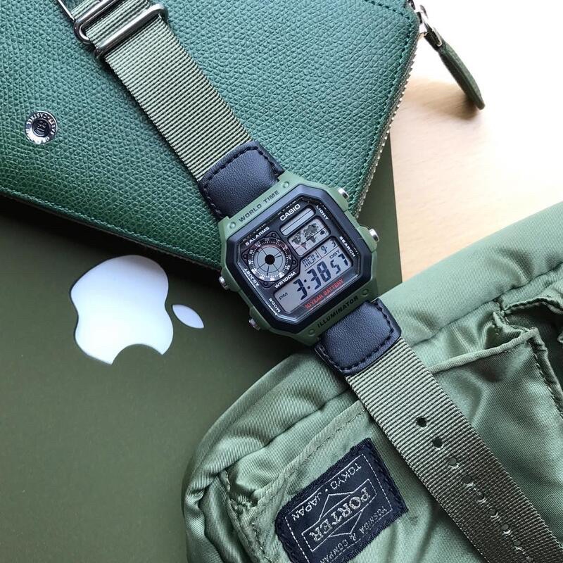 Đồng hồ nam dây vải Casio Anh Khuê AE-1200WHB-3BVDF