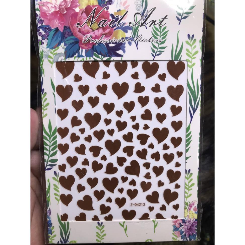 Hình dán móng tay tim nâu thường