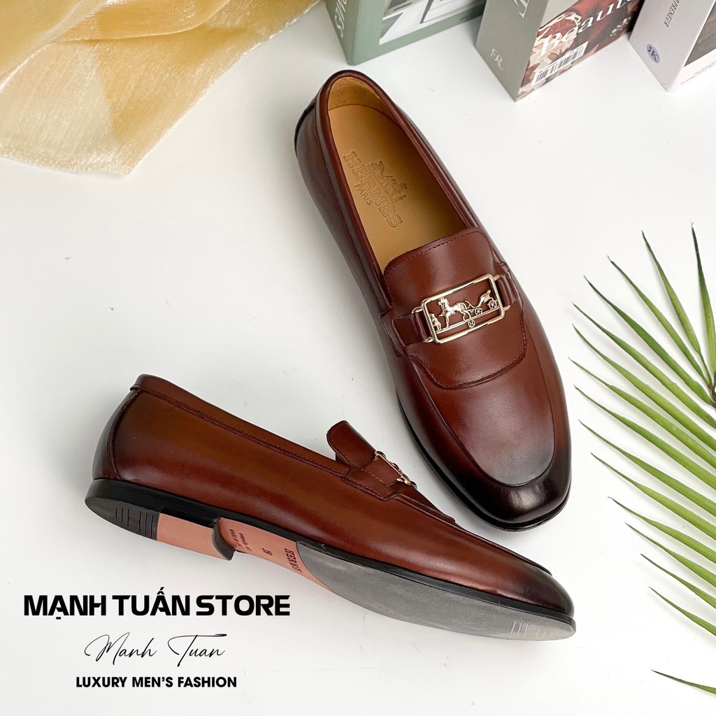 Giày da Loafer nam Hermes LF13 Da bò cao cấp