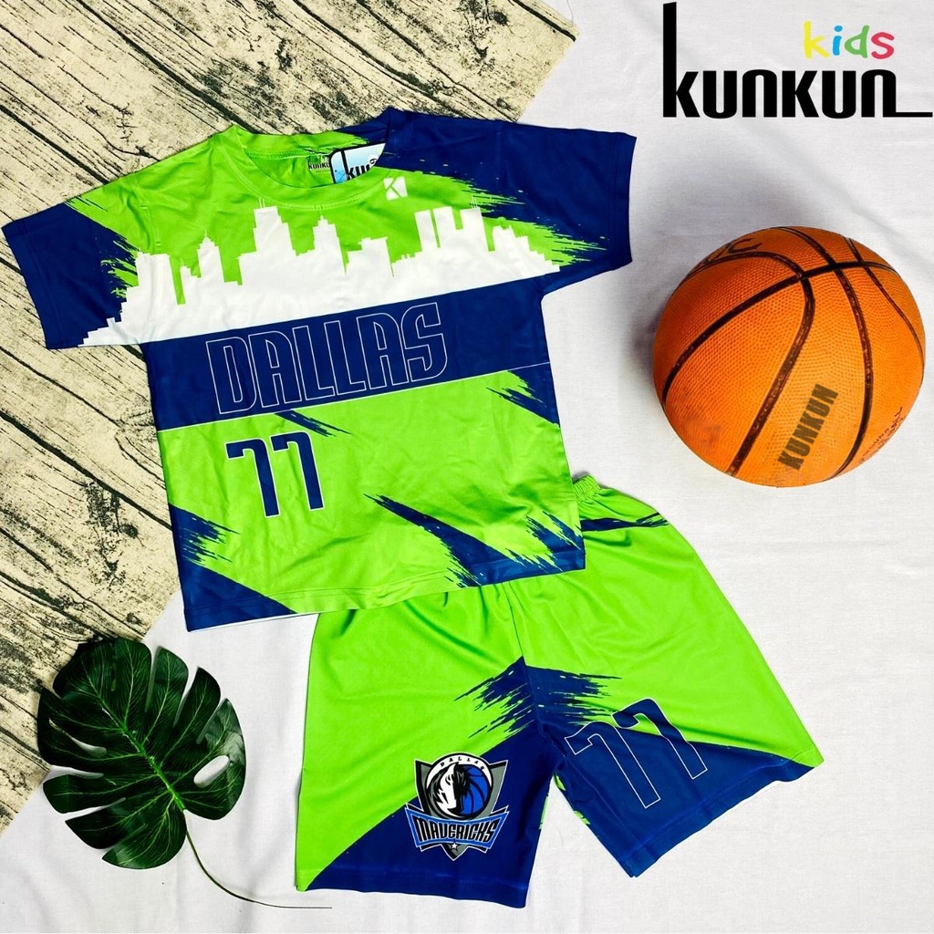 Bộ thể thao bé trai KUNKUN KID TT002 in số 77 dallas tay ngắn chất thun lạnh thoáng mát size đại từ 10-60kg