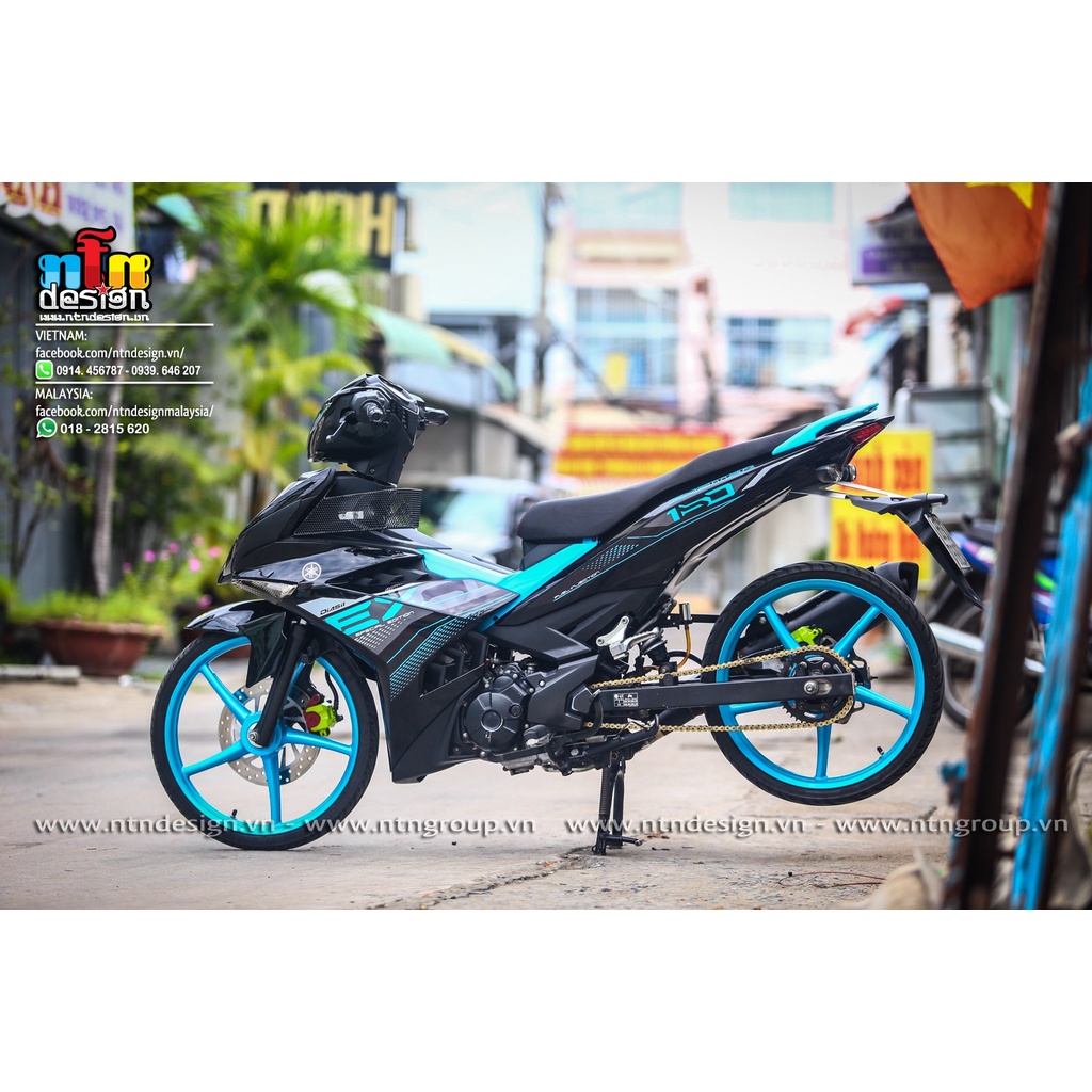 Tem rời Exciter 150 đen xanh ngọc y15zr ,tem 3 lớp cao cấp