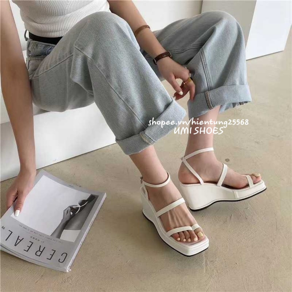 [MẪU MỚI] Giày sandal đế xuồng cao 5cm nữ quai mảnh xỏ ngón tông kẹp thời trang xuất khẩu phong cách cá tính