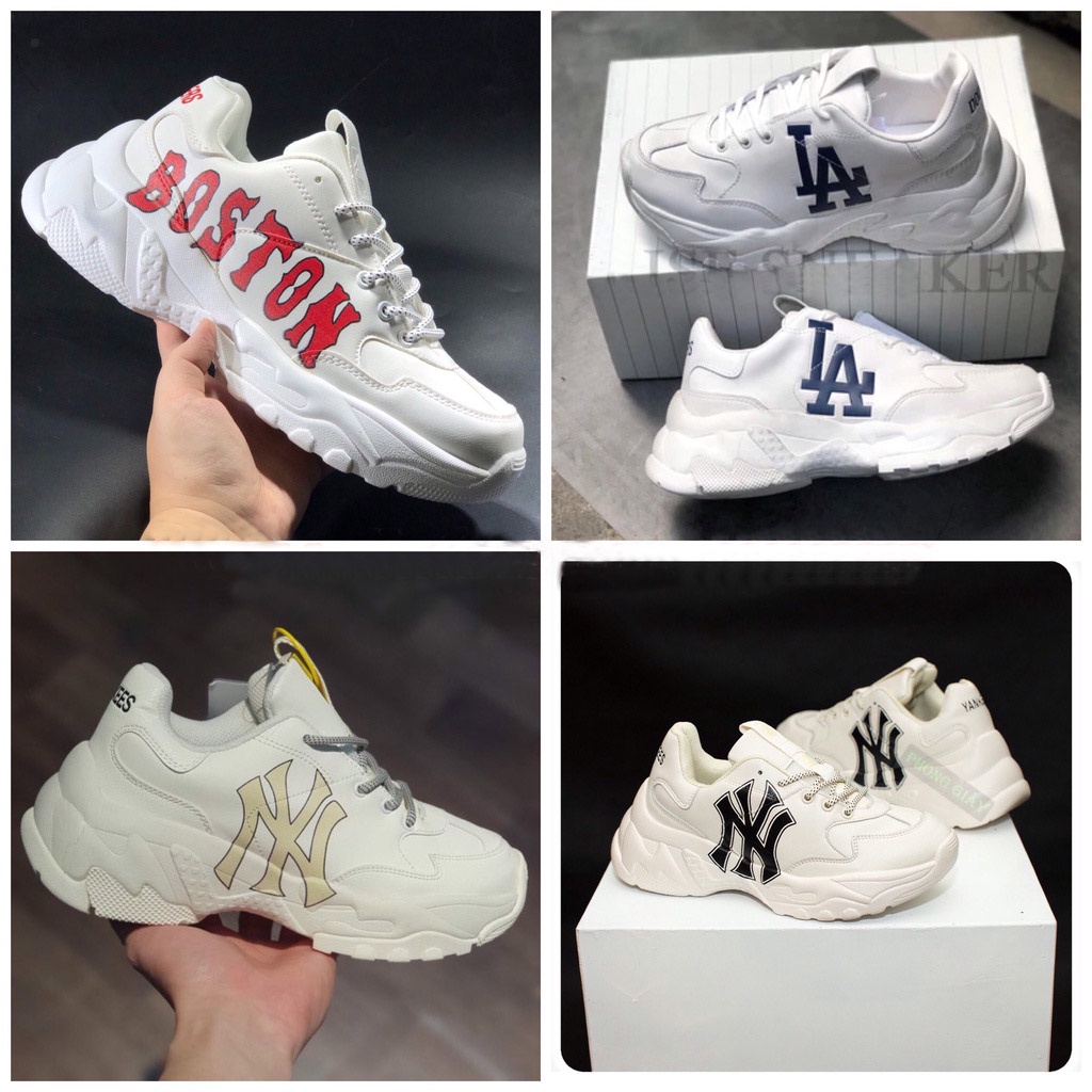 Giày thể thao MLB các màu, giày sneaker MLB Boston, NY vàng, NY đen, LA nam nữ đầy đủ bill box