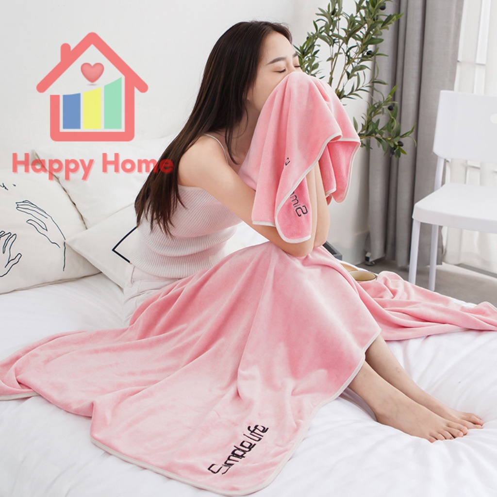 Khăn tắm chất lượng cao siêu mềm mịn với khổ lớn 70x140cm Happy Home