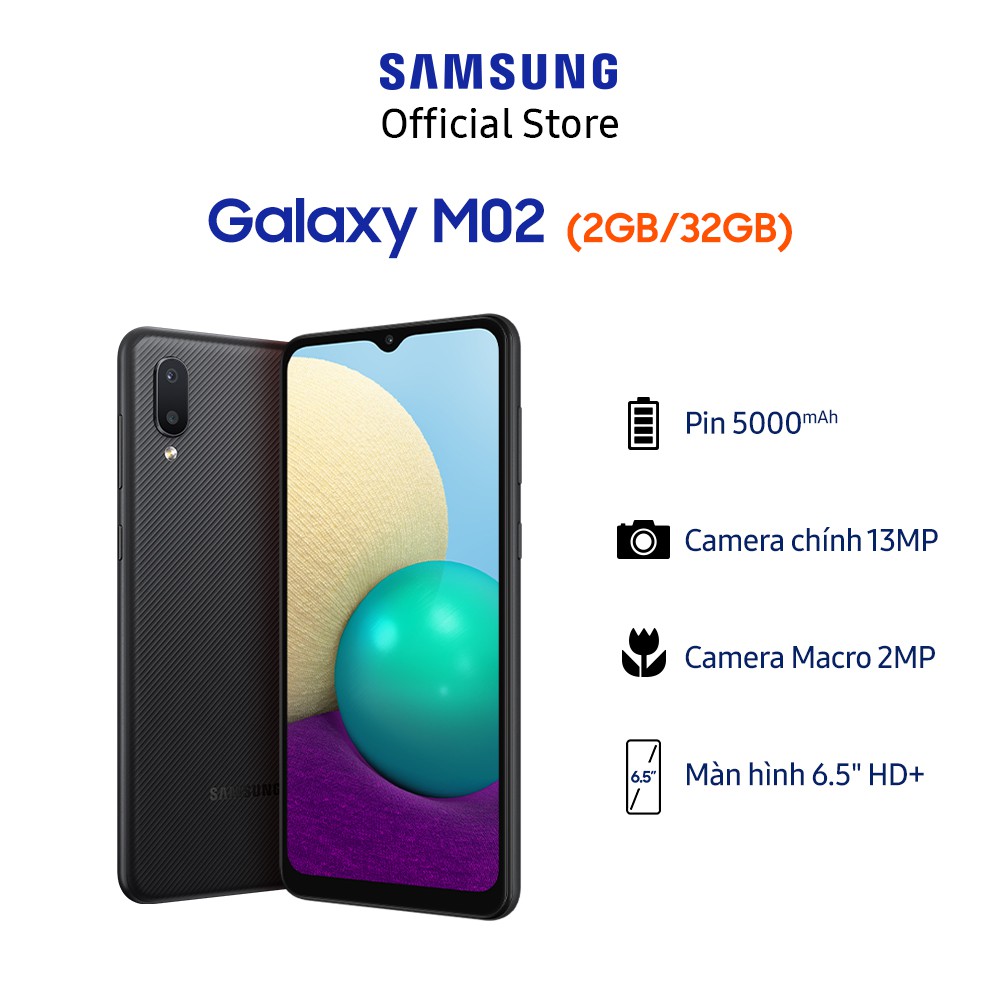 Điện thoại Samsung Galaxy M02 (32GB/2GB) - Hàng chính hãng