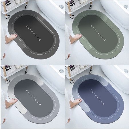 Thảm chùi chân, lau chân silicon cao cấp siêu thấm hút - Thảm dậm chân BATHROOM dày, êm mềm, chống trơn trượt