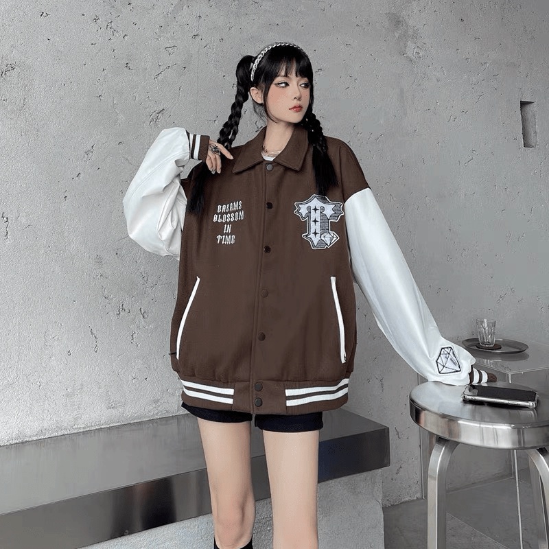 ÁO KHOÁC BOMBER NỮ CỔ SƠ MI PHONG CÁCH  CÁ TÍNH SÀNH ĐIỆU