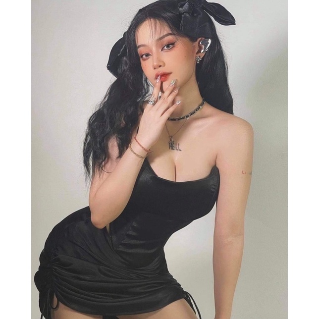 [Cao cấp] Áo corset gọng phi lụa + chân váy phi lụa rút dây (Có ảnh MẪU CHÍNH CHỦ)