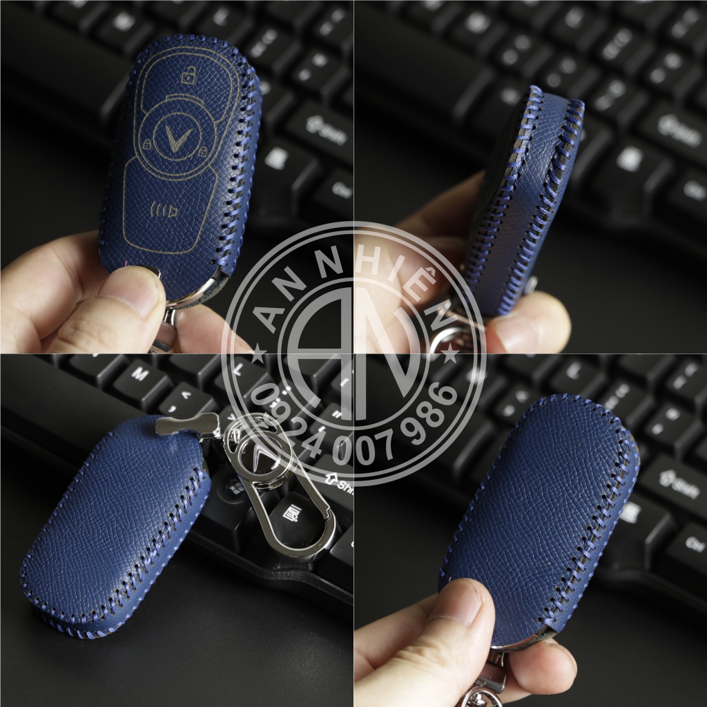 Bao da chìa khoá Vinfast Fadil - Đã độ đề nổ - Da bò thật - Khâu thủ công