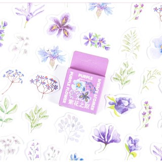 Hộp 46 miếng sticker mẫu purple flower