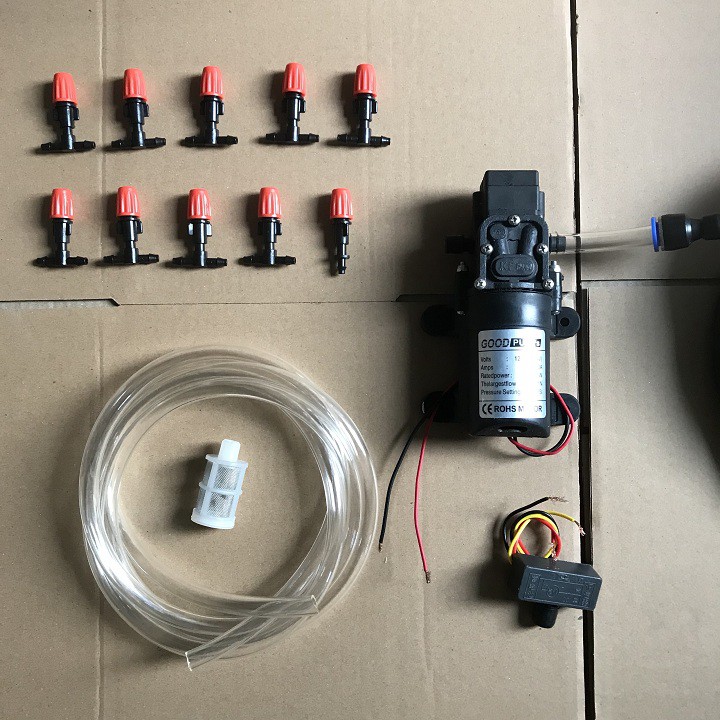 máy phun sương làm mát, tưới lan 10 béc -  kèm điều tốc máy bơm