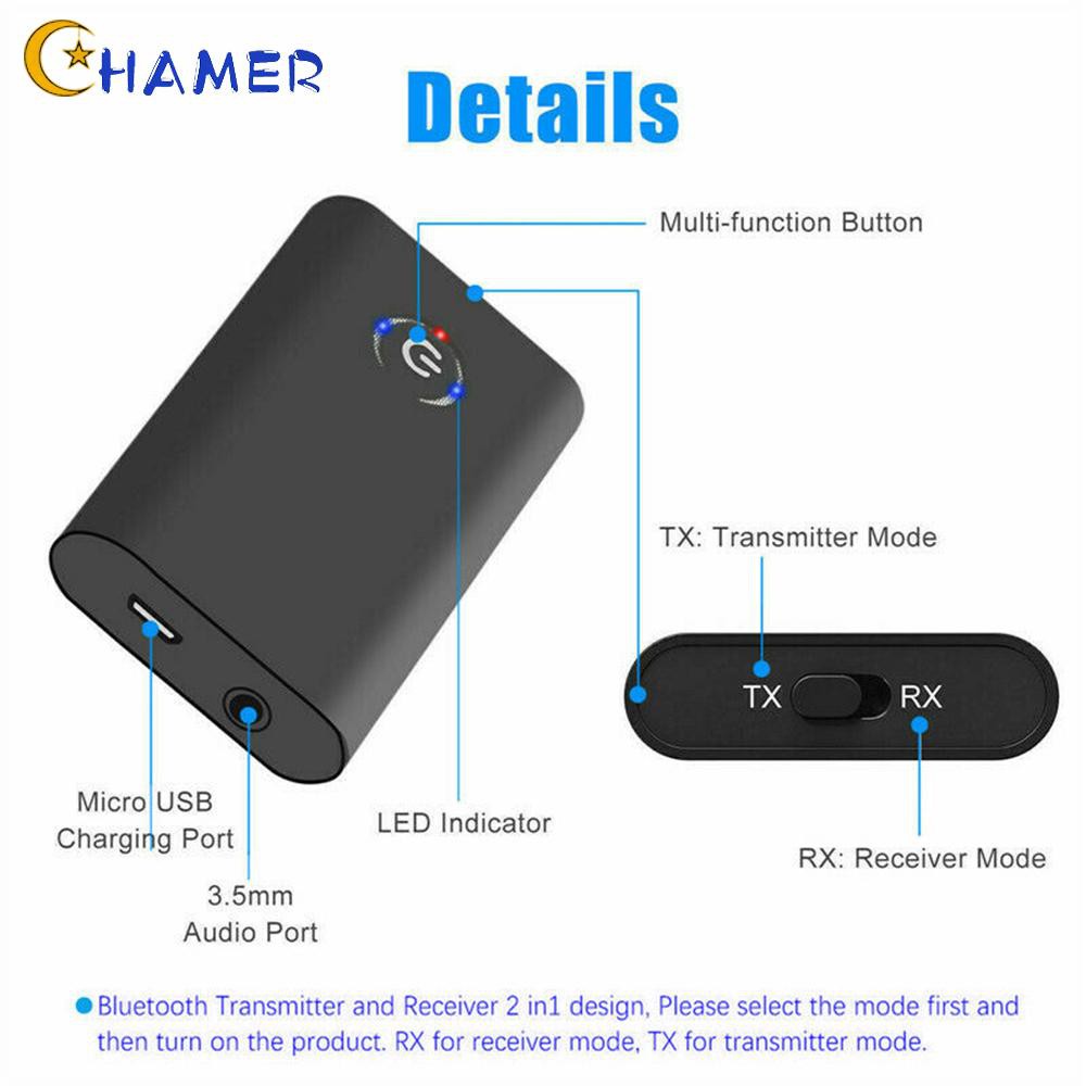 Bluetooth Transmitter DC 5V 2-in-1 Black Audio Adapter Speaker AUX Accessories Wireless 2.4GHz-2.48GHz Practical