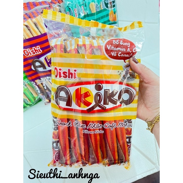 Snack Que Nhân Oishi Akiko gói 160g Đủ Vị