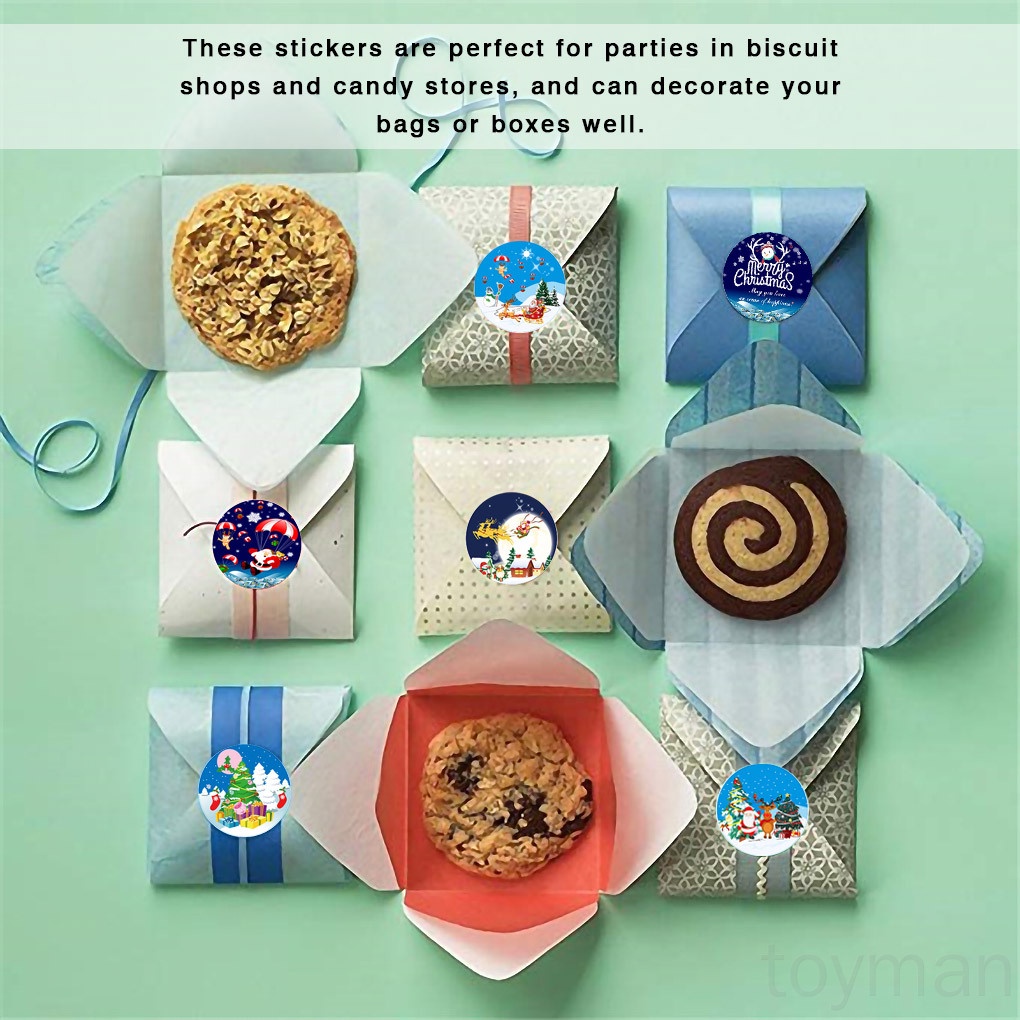 Cuộn 500 miếng dán trang trí hộp quà Giáng sinh