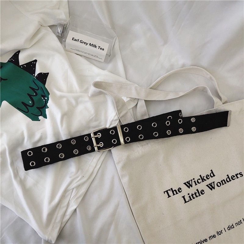 Thắt lưng 22558 vải canvas 2 hàng lỗ nhiều màu thời trang punk bạn trai