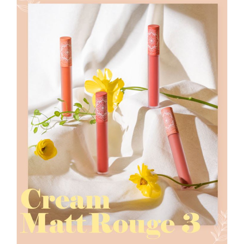 [Phiên Bản Flower Color] Son Kem Lì, Mịn Môi Black Rouge Cream Matt Rouge Version 3 | Thế Giới Skin Care