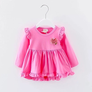 Váy cotton trơn đính hoa