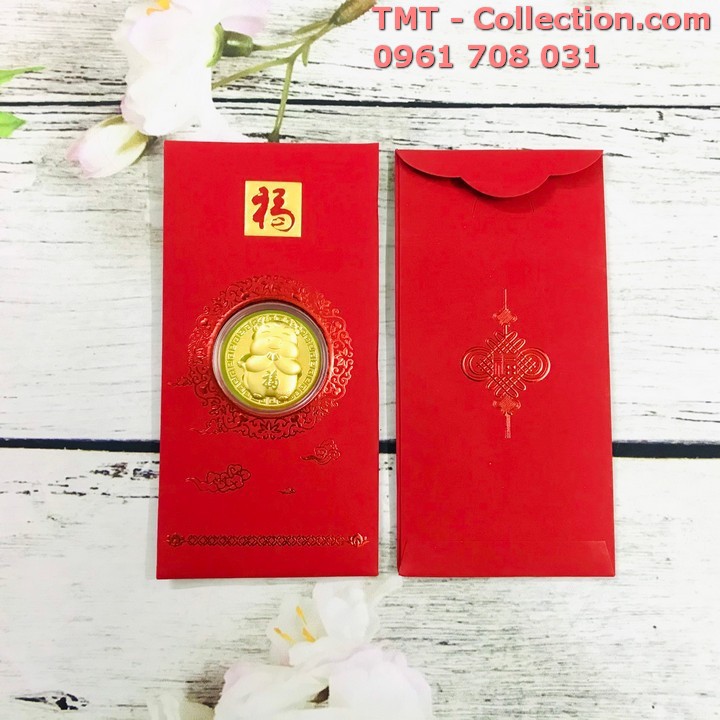 Bao lì xì mạ vàng Con Trâu Vip (mẫu ngẫu nhiên) chất liệu Giấy bìa, hộp nhựa, màu đỏ - SP005084