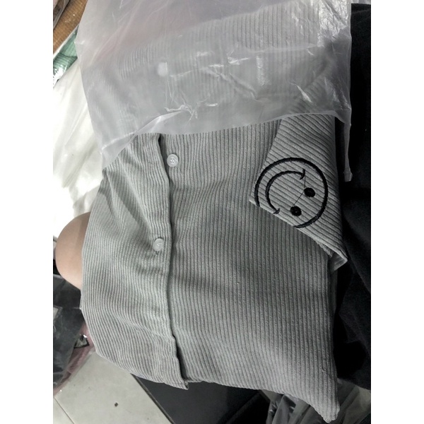 Áo khoác sơ mi nhung gân mặt cười bigsize 60-85kg hình thật