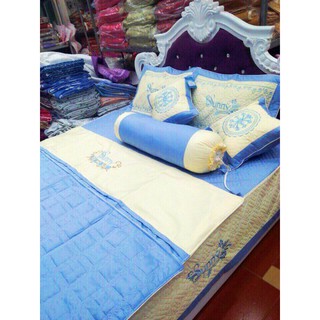 SET GA CƯỚI SATIN TRẦN BÔNG 7 MÓN