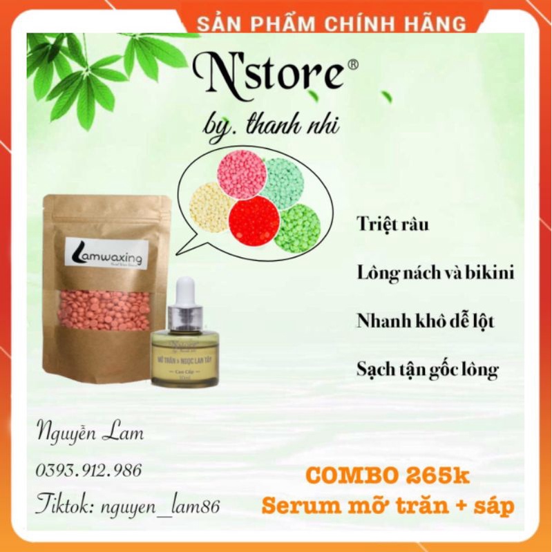 [Chính Hãng] Combo Serum Mỡ Trăn N'store + 100g Sáp Wax Beans Màu