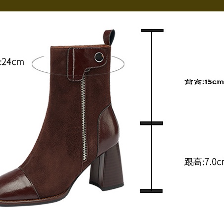 Giày bốt Martin da lộn mũi vuông thời trang Pháp cá tính cổ điển | BigBuy360 - bigbuy360.vn