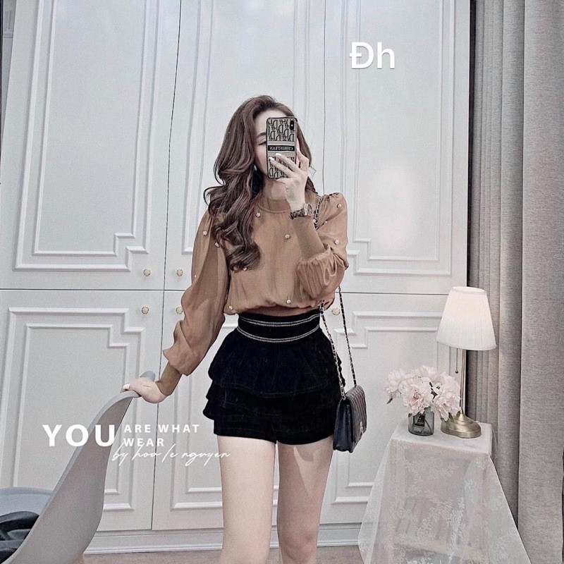 Chân váy nhung tầng